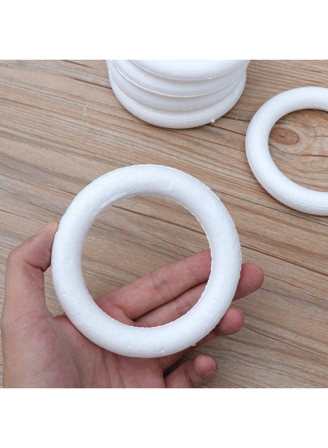 EXCEART Wreath Foam Ring 10Pcs Craft Foam Wreath Polystyrene Foam Ring Modeling Shape For Diy Arts And Crafts Floral Projects Round Foam Ring - Image 5