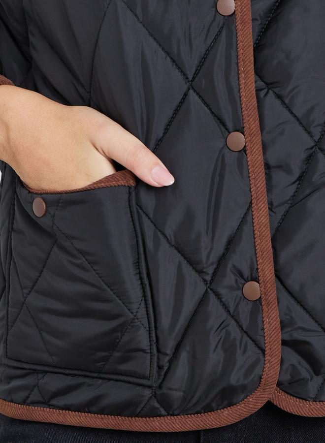 Styli Women Quilted Look Padded Jacket with Collar - Image 4