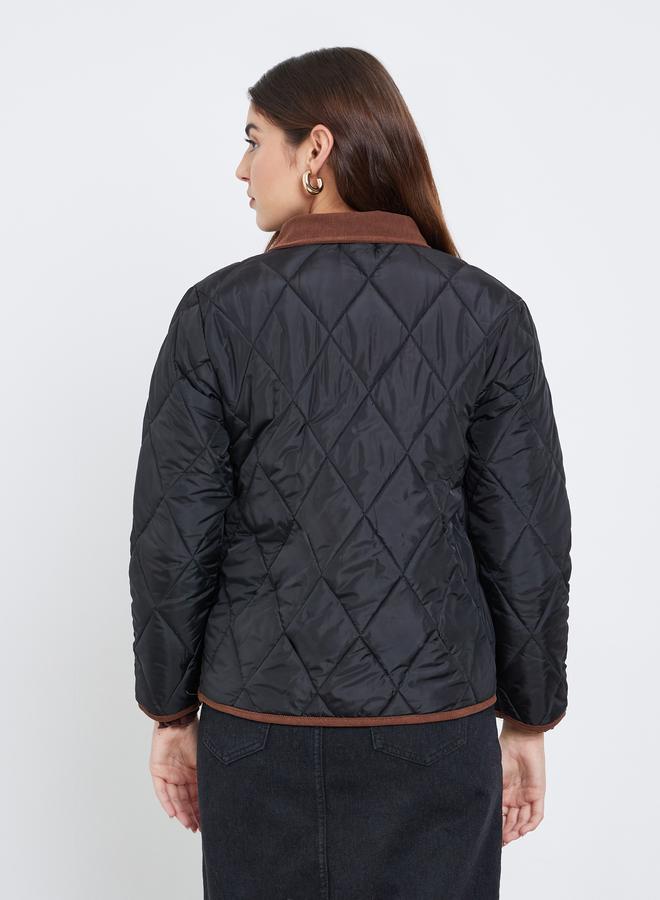 Styli Women Quilted Look Padded Jacket with Collar - Image 5