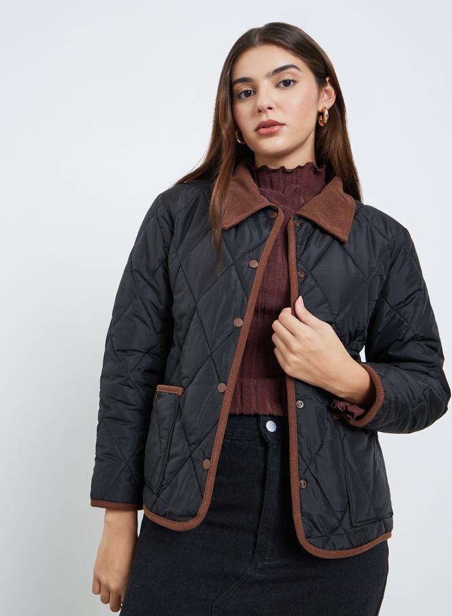Styli Women Quilted Look Padded Jacket with Collar - Image 3
