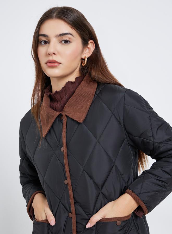 Styli Women Quilted Look Padded Jacket with Collar - Image 1