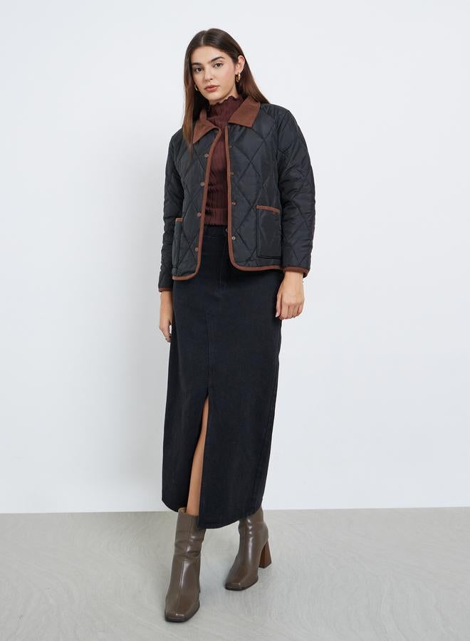 Styli Women Quilted Look Padded Jacket with Collar - Image 2