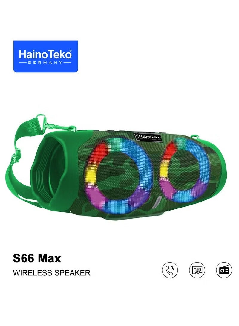 Haino Teko S66 Max Portable Wireless Speaker With High-Quality Audio RGB Lighting For Indoor and Outdoor Green - Image 1