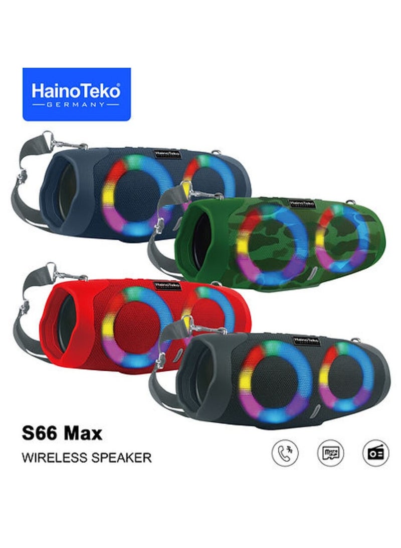 Haino Teko S66 Max Portable Wireless Speaker With High-Quality Audio RGB Lighting For Indoor and Outdoor Green - Image 2