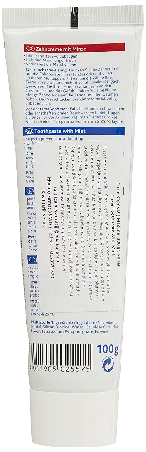 Trixie Mint Flavor Toothpaste, Oral & Dental Care for Dogs, Freshens breath, fights plaque, 100 g (Pack of 3) - Image 2