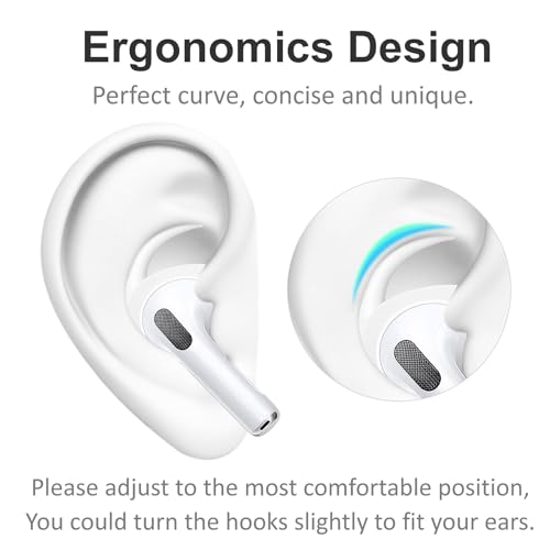 A-Focus Anti-Slip Set for AirPods 4 Silicone Adjustable Ear Hook Ergonomic Design Wings Wingtip Ear Hooks Tips Strap Sport Earbuds Accessories Eartip Compatible with AirPods 4th White - Image 3