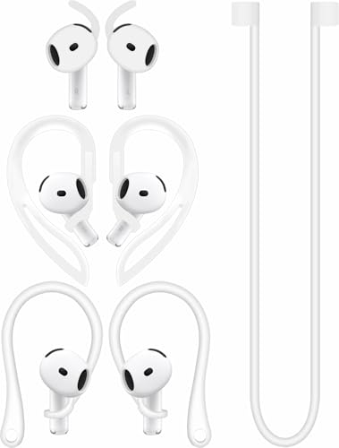 A-Focus Anti-Slip Set for AirPods 4 Silicone Adjustable Ear Hook Ergonomic Design Wings Wingtip Ear Hooks Tips Strap Sport Earbuds Accessories Eartip Compatible with AirPods 4th White - Image 1