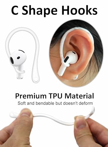 A-Focus Anti-Slip Set for AirPods 4 Silicone Adjustable Ear Hook Ergonomic Design Wings Wingtip Ear Hooks Tips Strap Sport Earbuds Accessories Eartip Compatible with AirPods 4th White - Image 5