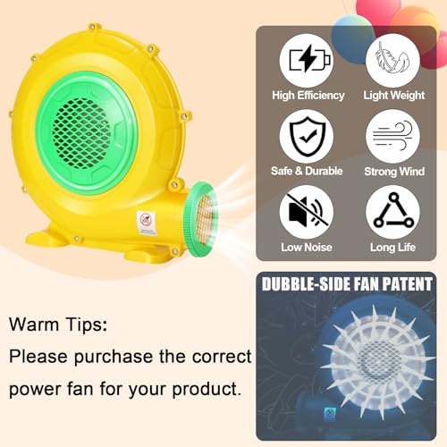 ZAFIED Bounce House Blower, 750W/1HP Commercial Air Blower with Double-Sided Fan Blade Design, Strong Wind and Great Heat Dissipation Properties for Bouncy Castle, Jump Slides, Arch, Inflatables - Image 5