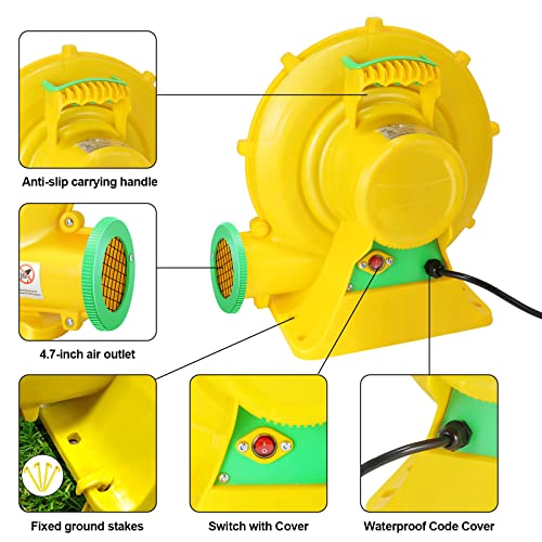 ZAFIED Bounce House Blower, 750W/1HP Commercial Air Blower with Double-Sided Fan Blade Design, Strong Wind and Great Heat Dissipation Properties for Bouncy Castle, Jump Slides, Arch, Inflatables - Image 4
