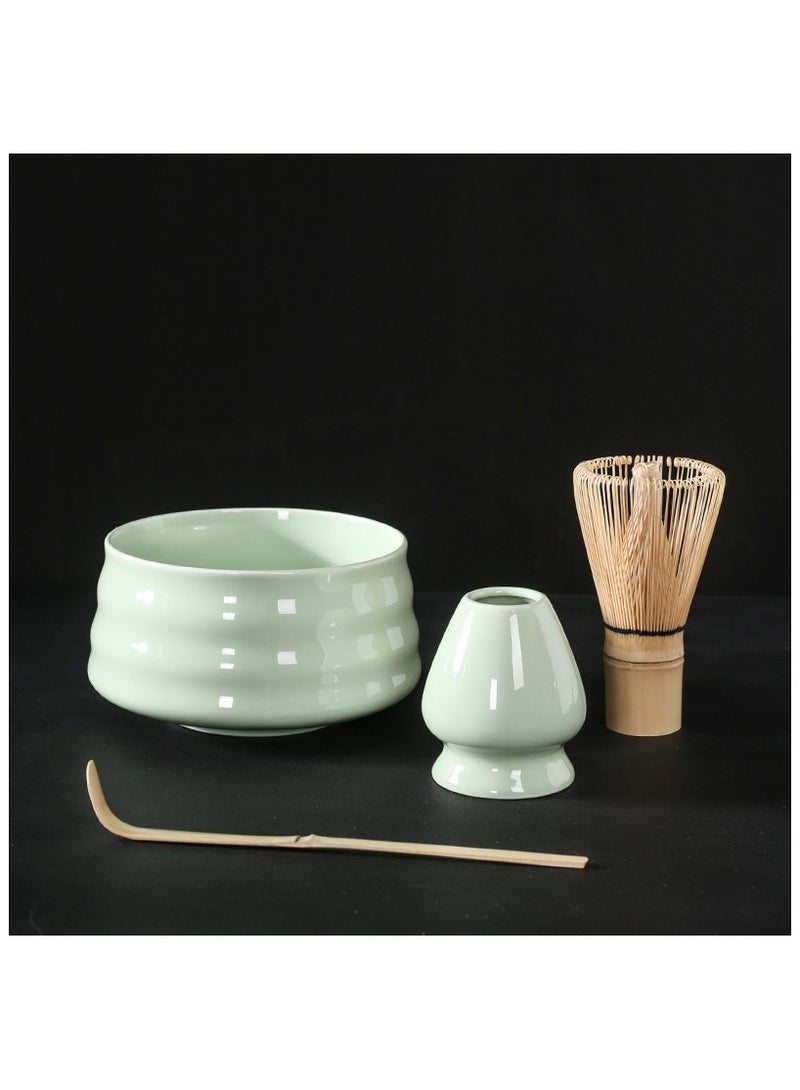 نهر قو Eco-Friendly Bamboo Matcha Set 4-Piece for Brewing Traditional Chinese Tea with Teaspoon Matcha Spatula Bowl Whisk Holder Green for Daily Use Home Gift - Image 5