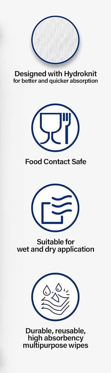 Wypall X70 Reusable Kitchen Towel Roll 60019 - 1 Roll x 50 Multipurpose Wipes ( Food contact safe) - Image 4
