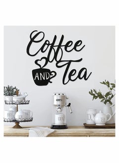 SYOSI Coffee Sign and Tea Bar Kitchen Decor with Cups Hanging Wall Art Black Cup for Home Office Farmhouse 12x10.2Inch  - Image 4