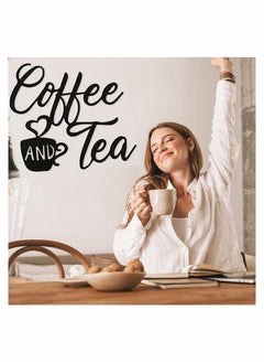 SYOSI Coffee Sign and Tea Bar Kitchen Decor with Cups Hanging Wall Art Black Cup for Home Office Farmhouse 12x10.2Inch  - Image 2