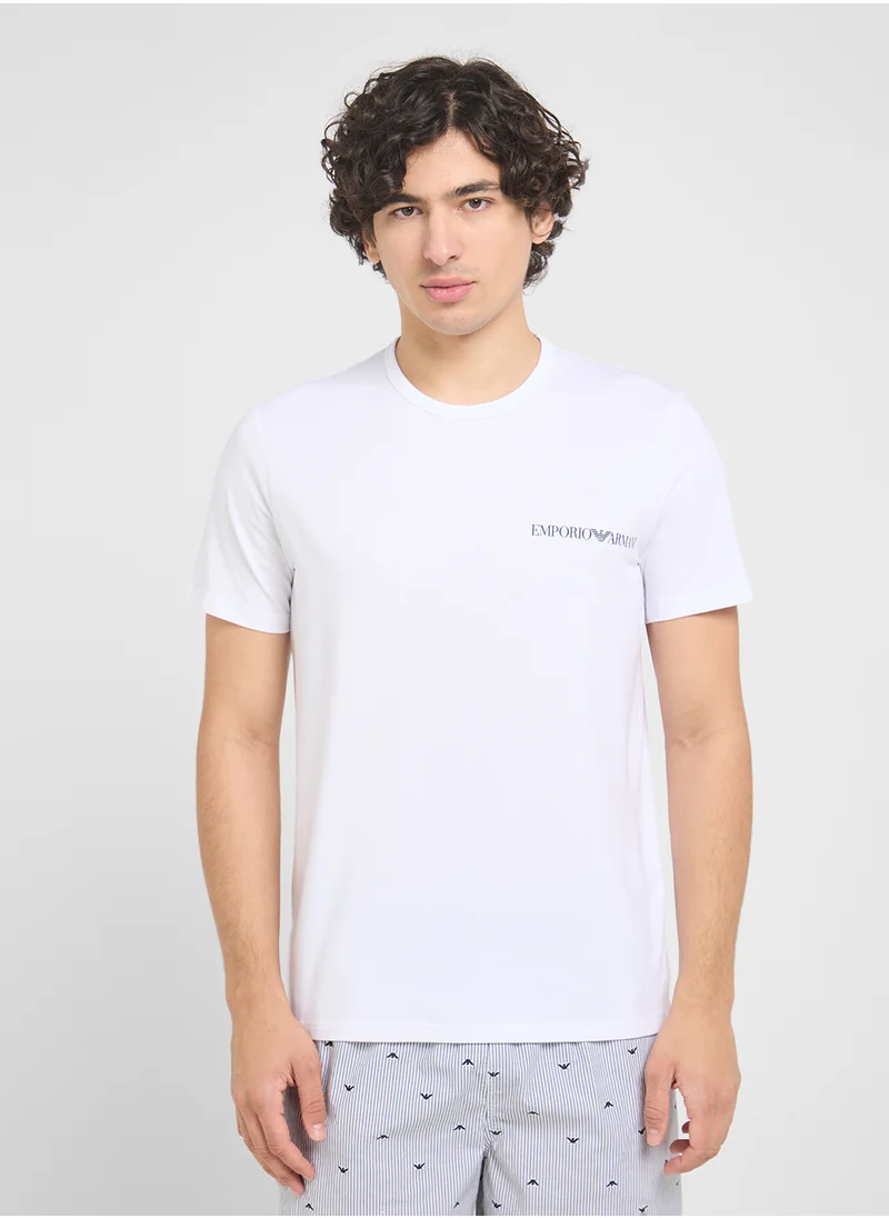 EMPORIO ARMANI Beachwear Logo Crew Neck T-Shirt