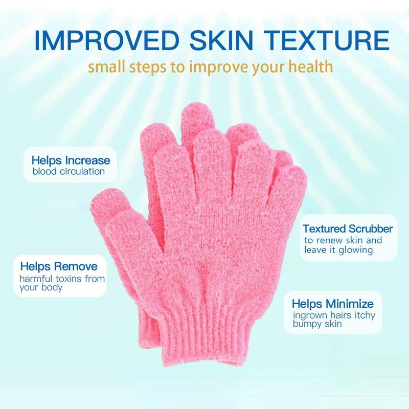 ATB 4 Pairs Exfoliating Gloves - Premium Scrub Wash Mitt for Bath or Shower - Luxury Spa Exfoliation Accessories For Men and Women - Image 2