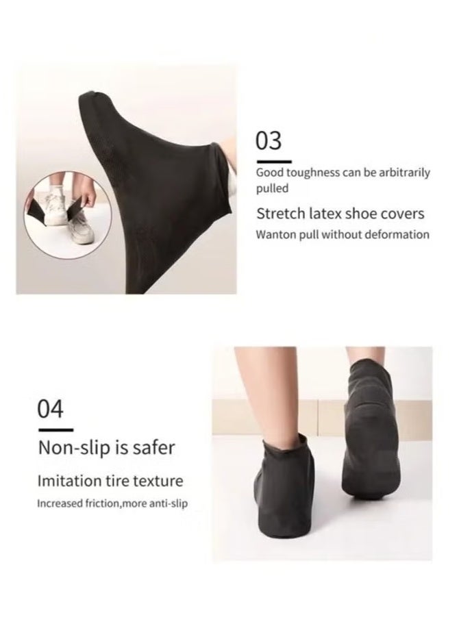 ZNARO 2 Pairs Silicone Shoe Covers, Waterproof Non-Slip Overshoes for Rain Outdoor Cycling, Protectors for Men Women - Image 2