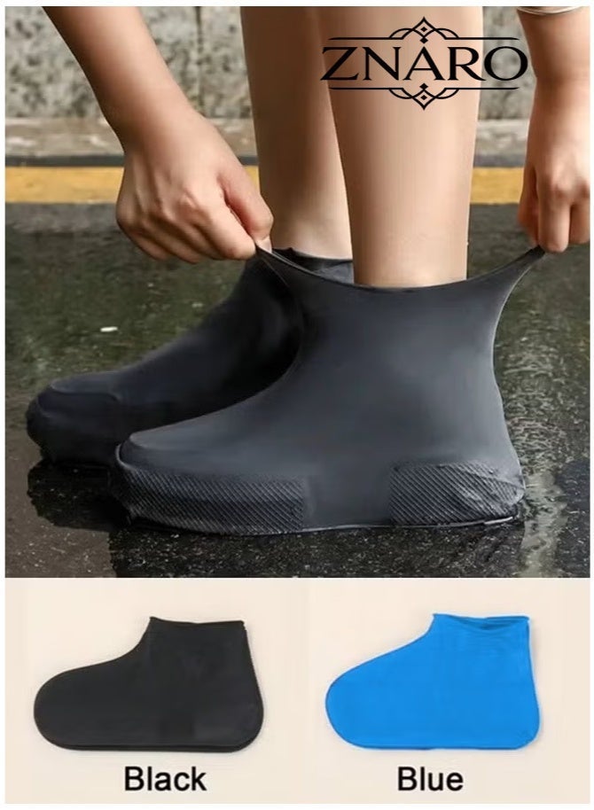 ZNARO 2 Pairs Silicone Shoe Covers, Waterproof Non-Slip Overshoes for Rain Outdoor Cycling, Protectors for Men Women - Image 1