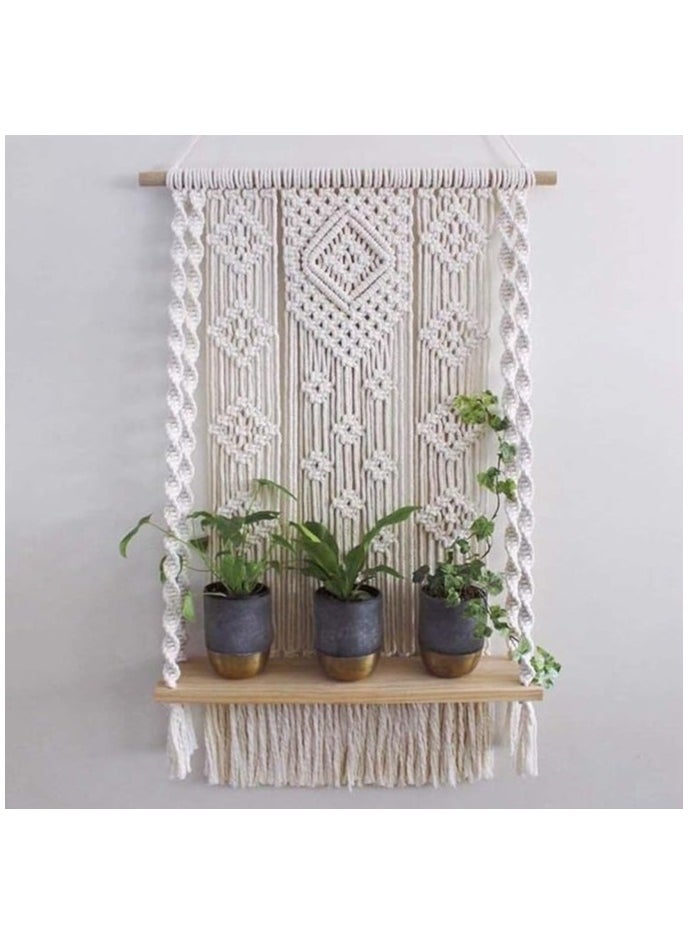 ماركة غير محددة - مكرامي ستور / ديكور بوهو - رف مكرمية - رف مكرميه، قطن، متعدد الألوان - Image 1
