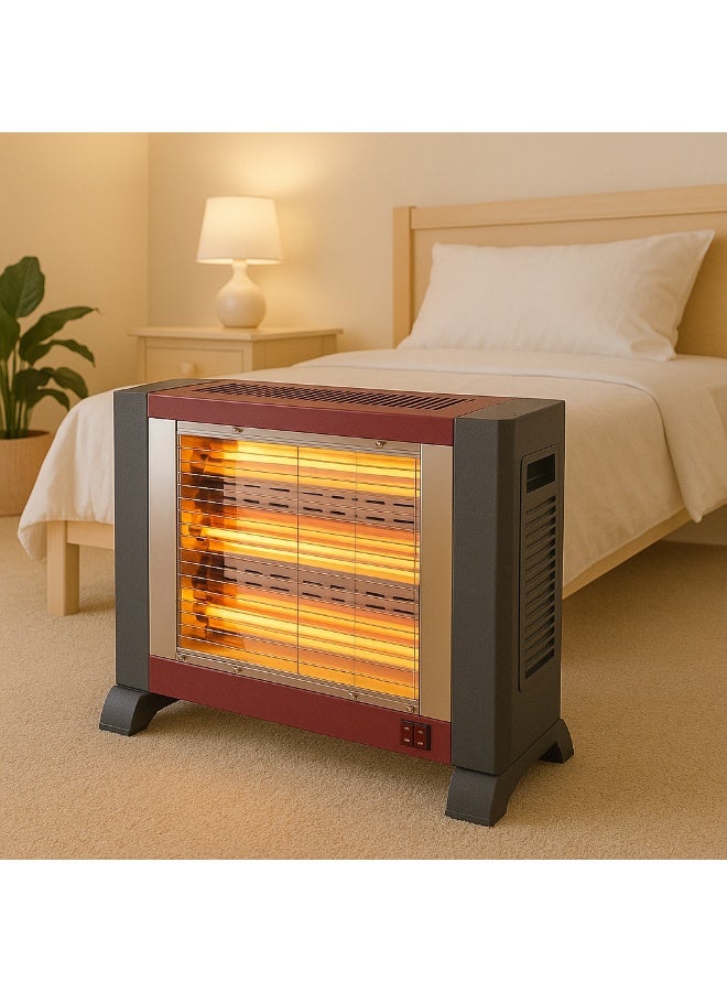 Home Master Electric Heater with 4 Heating Tubes – 1600W Model HM-2757– Vertical Design with Wheels for Easy Mobility, Balanced Heat Distribution, Fast and Safe Heating, and Adjustable Temperature Control - Image 2