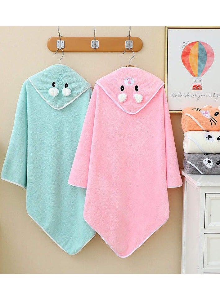 Hooded Baby Towel for Boys and Girls – 80x80cm | 210g | Ultra-Soft Microfiber | Cartoon Embroidery | Newborns, Infant, and Toddler Bath Towel | Pink Color - Image 2