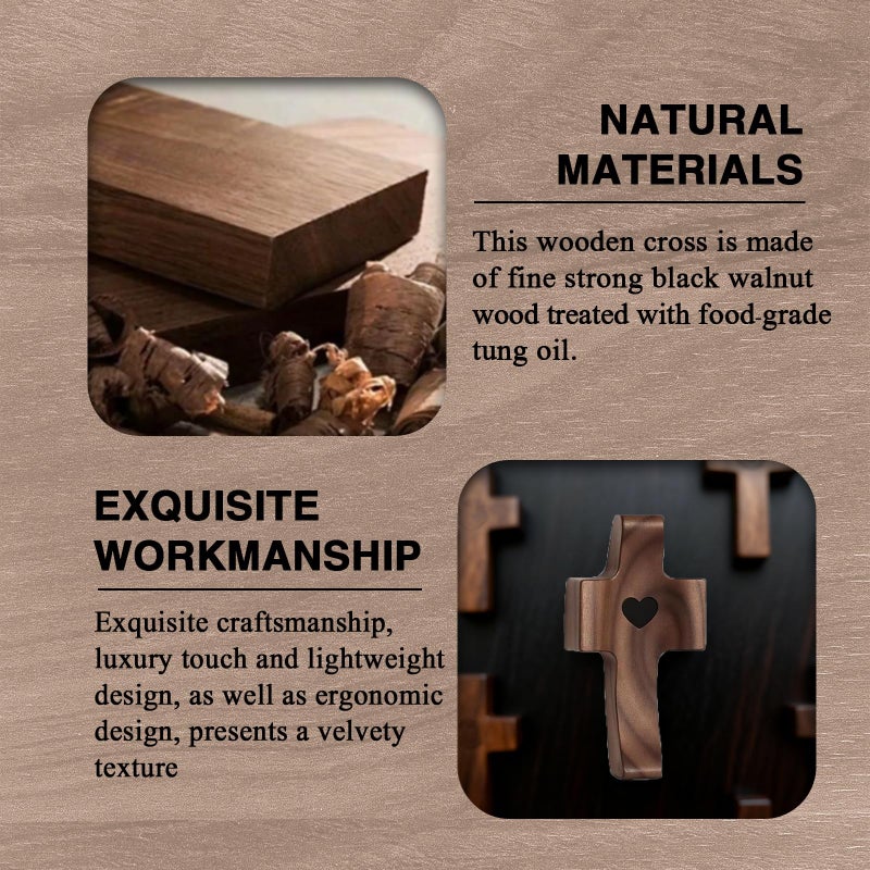 REATIFUL Wooden Cross Fidget,Cross My Heart,Small Wooden Crosses for Pocket Prayers,Prayer Cross for Hand,Pocket Cross Christian Gifts for Women and Fidget Toys for Adults (6PCS) - Image 4