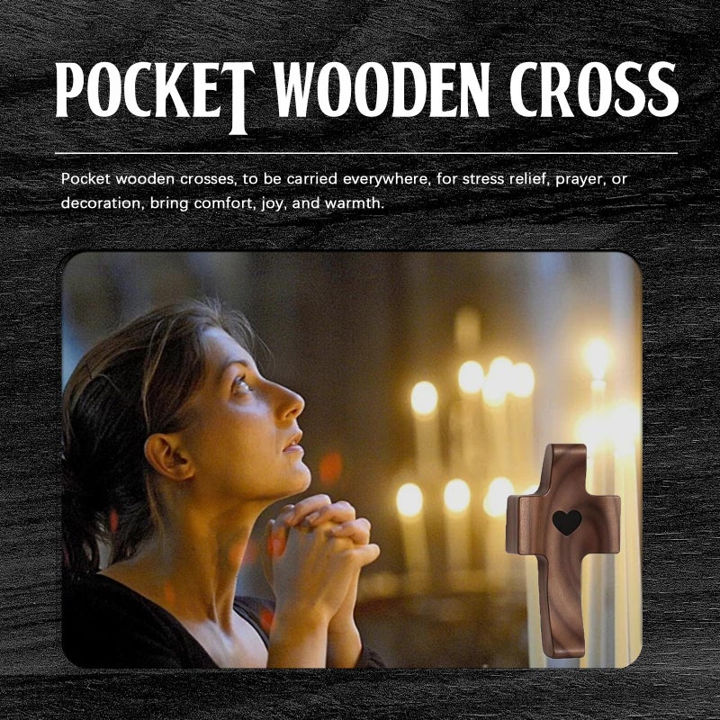 REATIFUL Wooden Cross Fidget,Cross My Heart,Small Wooden Crosses for Pocket Prayers,Prayer Cross for Hand,Pocket Cross Christian Gifts for Women and Fidget Toys for Adults (6PCS) - Image 3