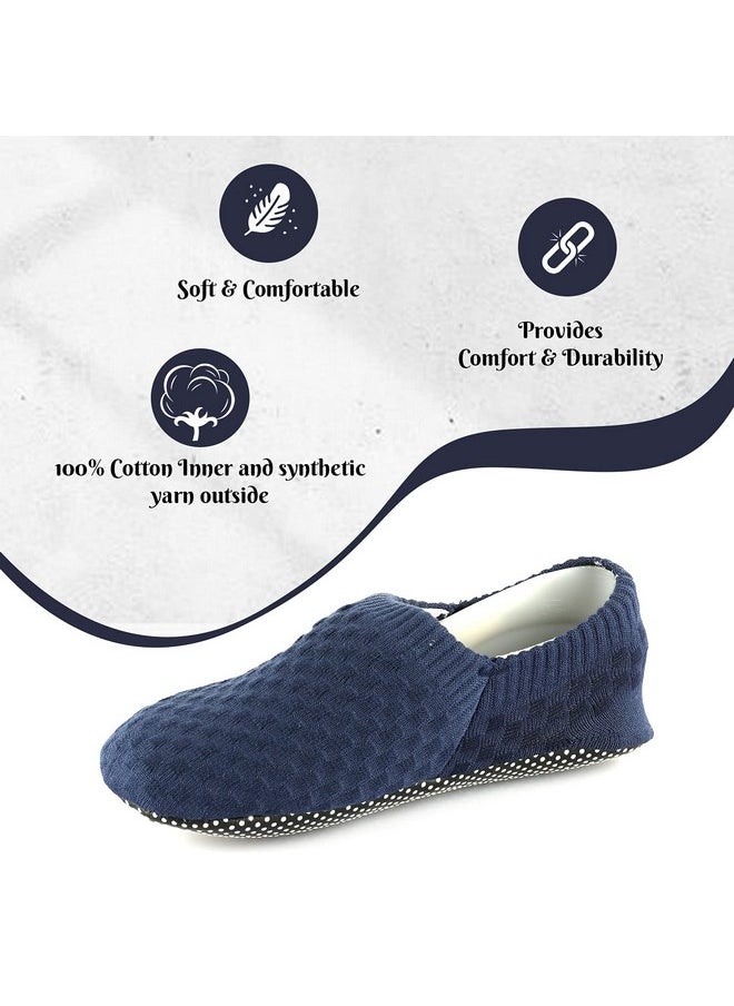 Footmate - Footmate Lightweight Anti-Skid House Shoes, Anti Slip/Skid Rubber Grip Casual House Slipper Socks, Low Cut Socks for Home, Office, Living Room, Bedroom - NAVY, Size- XL (27 cm) (2 Pair Pack) - Image 1