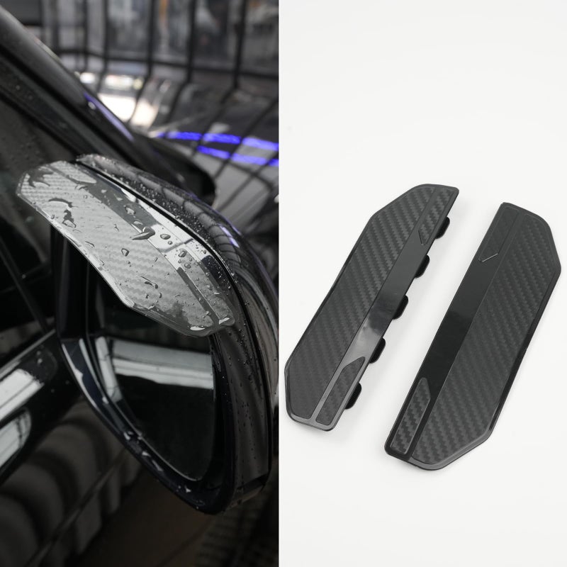 TFNBNG 2PCS Universal Snap-On Side Mirror Rain Guards | Car Mirror Rain Visor Eyebrow Cover, Carbon Fiber Waterproof Protector for SUV, Truck, RV, Vehicle Accessoriesâ€‹â€‹ - Image 1
