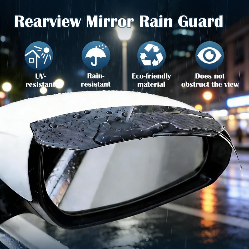 TFNBNG 2PCS Universal Snap-On Side Mirror Rain Guards | Car Mirror Rain Visor Eyebrow Cover, Carbon Fiber Waterproof Protector for SUV, Truck, RV, Vehicle Accessoriesâ€‹â€‹ - Image 2