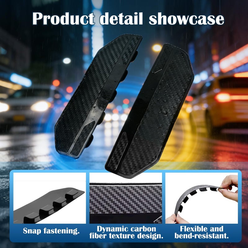 TFNBNG 2PCS Universal Snap-On Side Mirror Rain Guards | Car Mirror Rain Visor Eyebrow Cover, Carbon Fiber Waterproof Protector for SUV, Truck, RV, Vehicle Accessoriesâ€‹â€‹ - Image 3