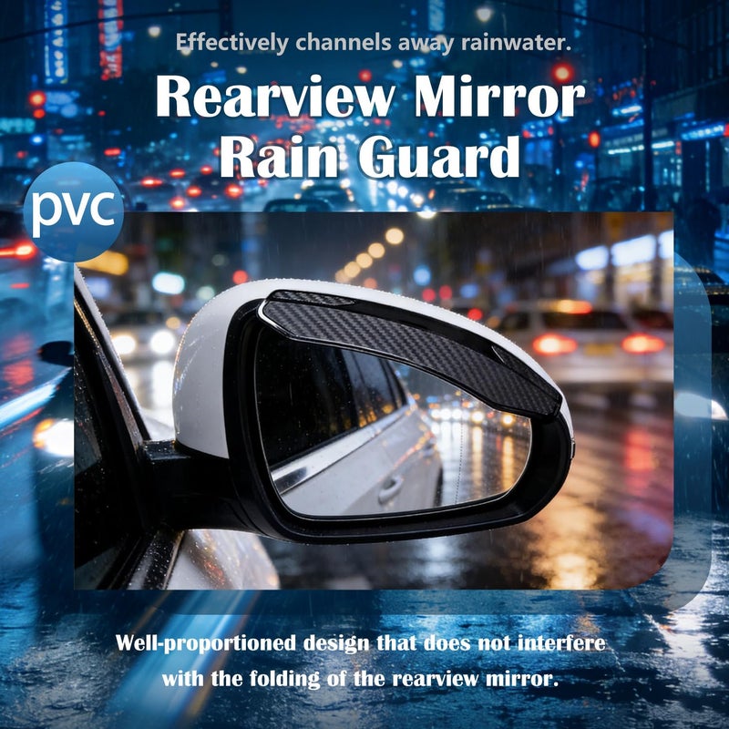 TFNBNG 2PCS Universal Snap-On Side Mirror Rain Guards | Car Mirror Rain Visor Eyebrow Cover, Carbon Fiber Waterproof Protector for SUV, Truck, RV, Vehicle Accessoriesâ€‹â€‹ - Image 5