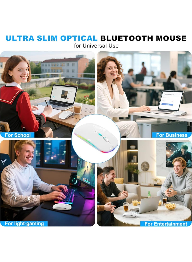 Wireless Bluetooth Mouse, Bluetooth  + 2.4GHz USB Wireless Receiver, Type-C Rechargeable Silent Bluetooth Wireless Mouse for PCs, Laptops, Tablets, Cell Phones, 3 Preset Adjustable DPI with RGB Lights - Image 3