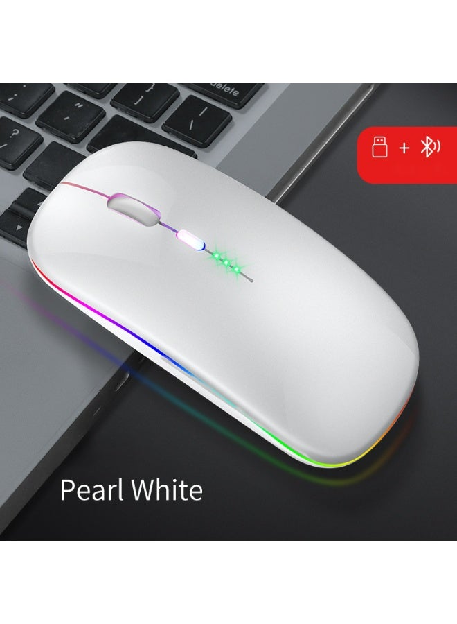 Wireless Bluetooth Mouse, Bluetooth  + 2.4GHz USB Wireless Receiver, Type-C Rechargeable Silent Bluetooth Wireless Mouse for PCs, Laptops, Tablets, Cell Phones, 3 Preset Adjustable DPI with RGB Lights - Image 1