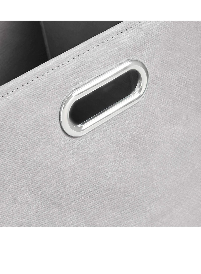 Excefore Collapsible Fabric Storage Cubes with Oval Grommets 6-Pack Light Grey - Image 3