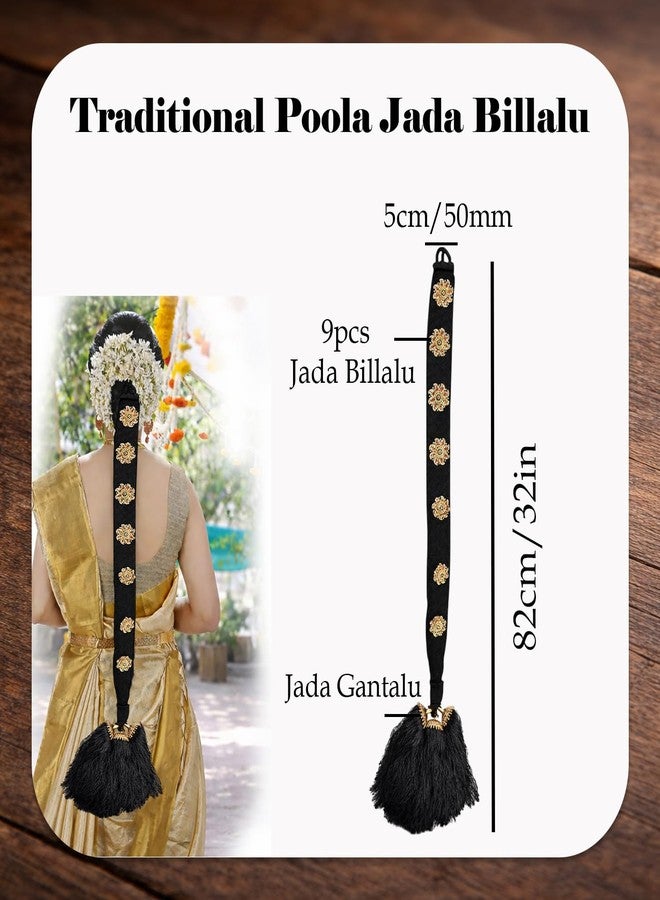 VAMA FASHIONS Traditional Bharatanatyam Savaram Jada Billalu Kuchipudi Kunjalam Kemp Ready hair jadai Wedding jewellery for Women & Girls - Image 3