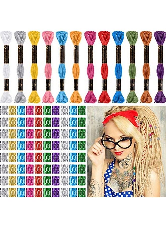 WILLBOND 162 Pieces Hair Accessory String Includes 12 Pieces Hair Braiding String Colorful String For Hair And 150 Pieces Metal Hair Cuffs  - Image 2