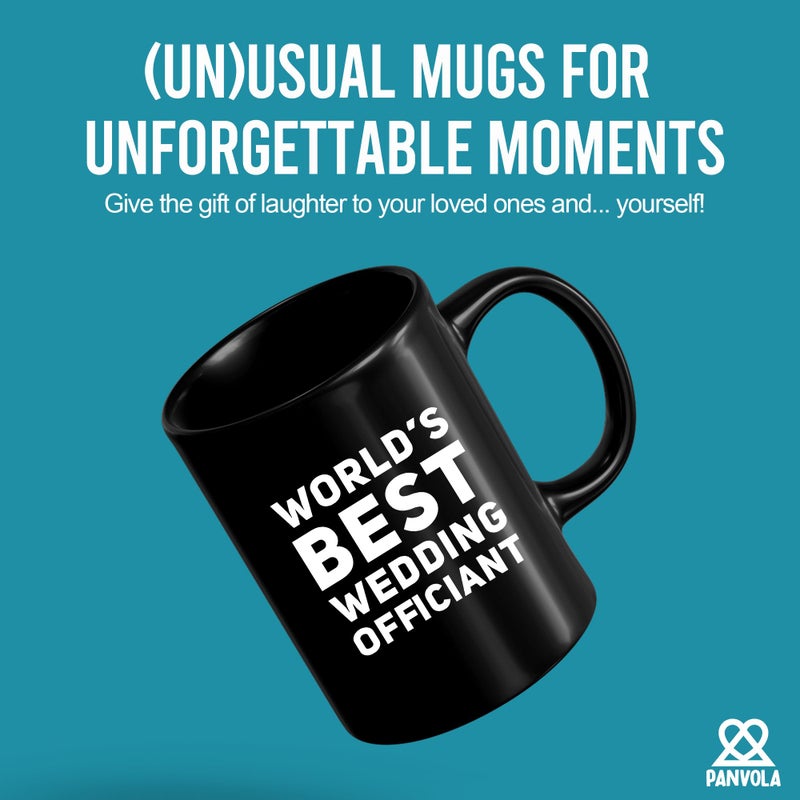 Panvola Worlds Best Wedding Officiant From Bride Groom Anniversary Souvenir Pastor Minister Drinkware Ceramic Coffee Mug (11 oz  Black) - Image 2