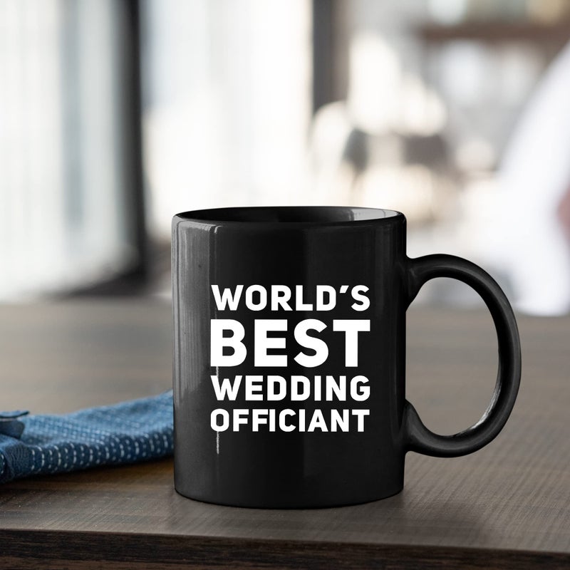 Panvola Worlds Best Wedding Officiant From Bride Groom Anniversary Souvenir Pastor Minister Drinkware Ceramic Coffee Mug (11 oz  Black) - Image 5