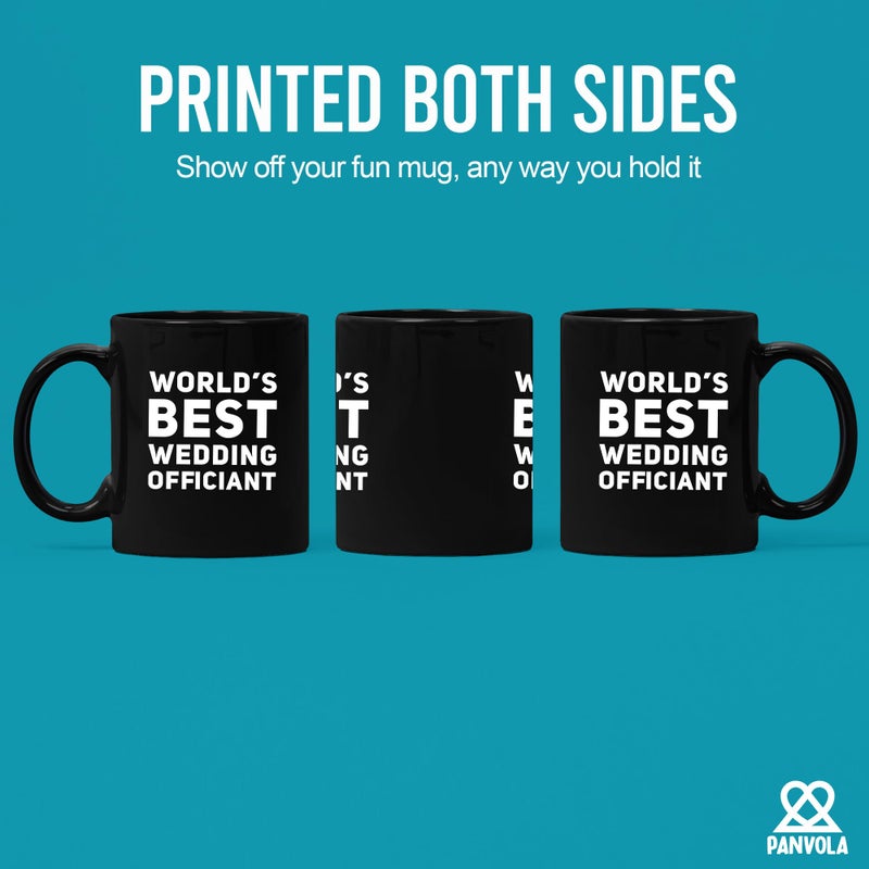 Panvola Worlds Best Wedding Officiant From Bride Groom Anniversary Souvenir Pastor Minister Drinkware Ceramic Coffee Mug (11 oz  Black) - Image 3