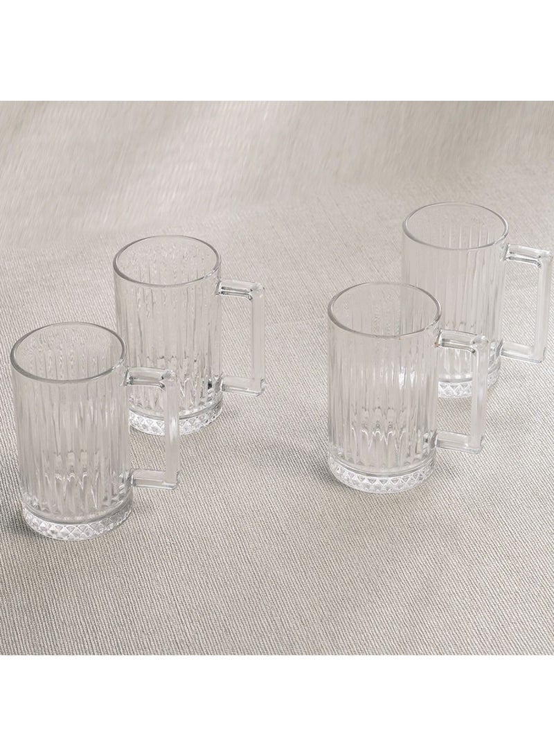 DANUBE HOME مجموعة أكواب زجاجية مكونة من 4 قطع من مينيتا - أكواب قهوة وشاي زجاجية شفافة فاخرة، أدوات شرب مقاومة للحرارة للمشروبات الساخنة والباردة، أكواب أنيقة آمنة في غسالة الصحون للاستخدام المنزلي والمكتبي سعة 300 مل - Image 2