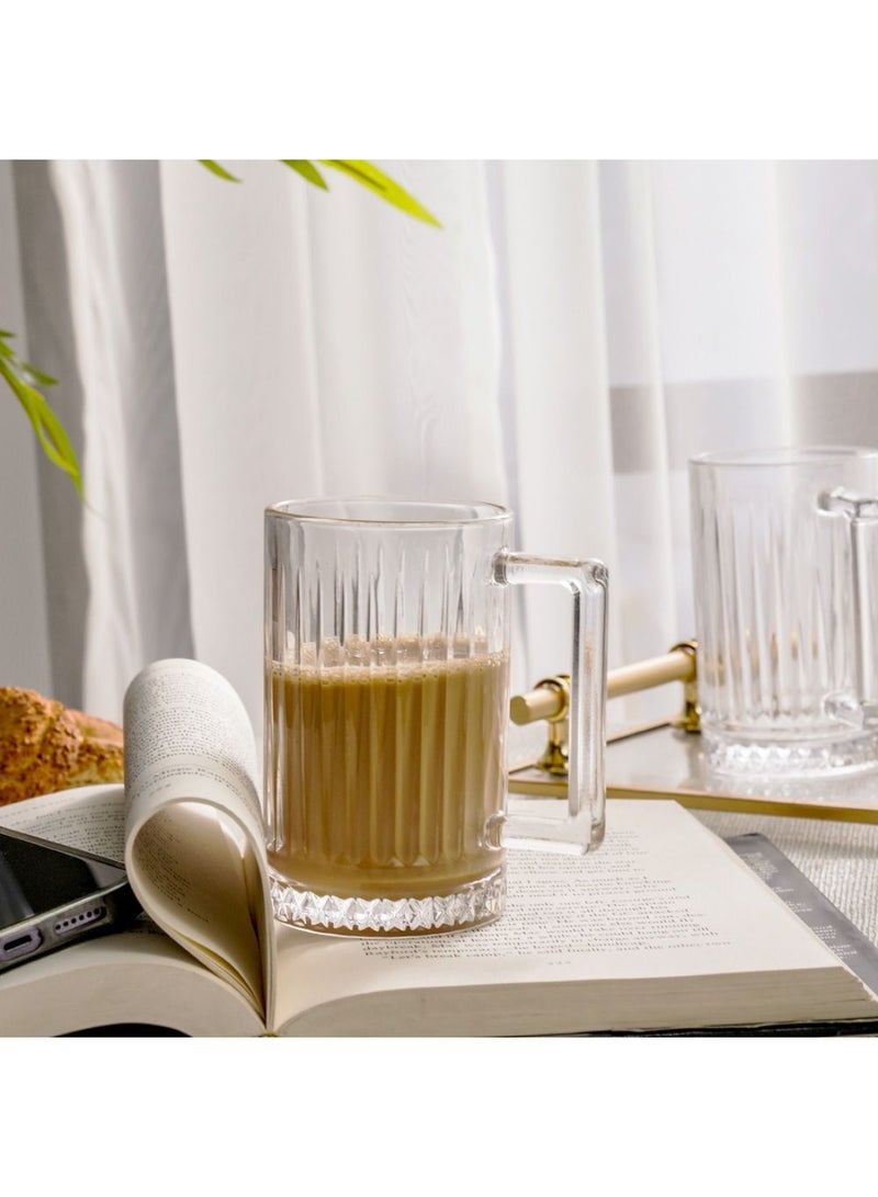 DANUBE HOME مجموعة أكواب زجاجية مكونة من 4 قطع من مينيتا - أكواب قهوة وشاي زجاجية شفافة فاخرة، أدوات شرب مقاومة للحرارة للمشروبات الساخنة والباردة، أكواب أنيقة آمنة في غسالة الصحون للاستخدام المنزلي والمكتبي سعة 300 مل - Image 3