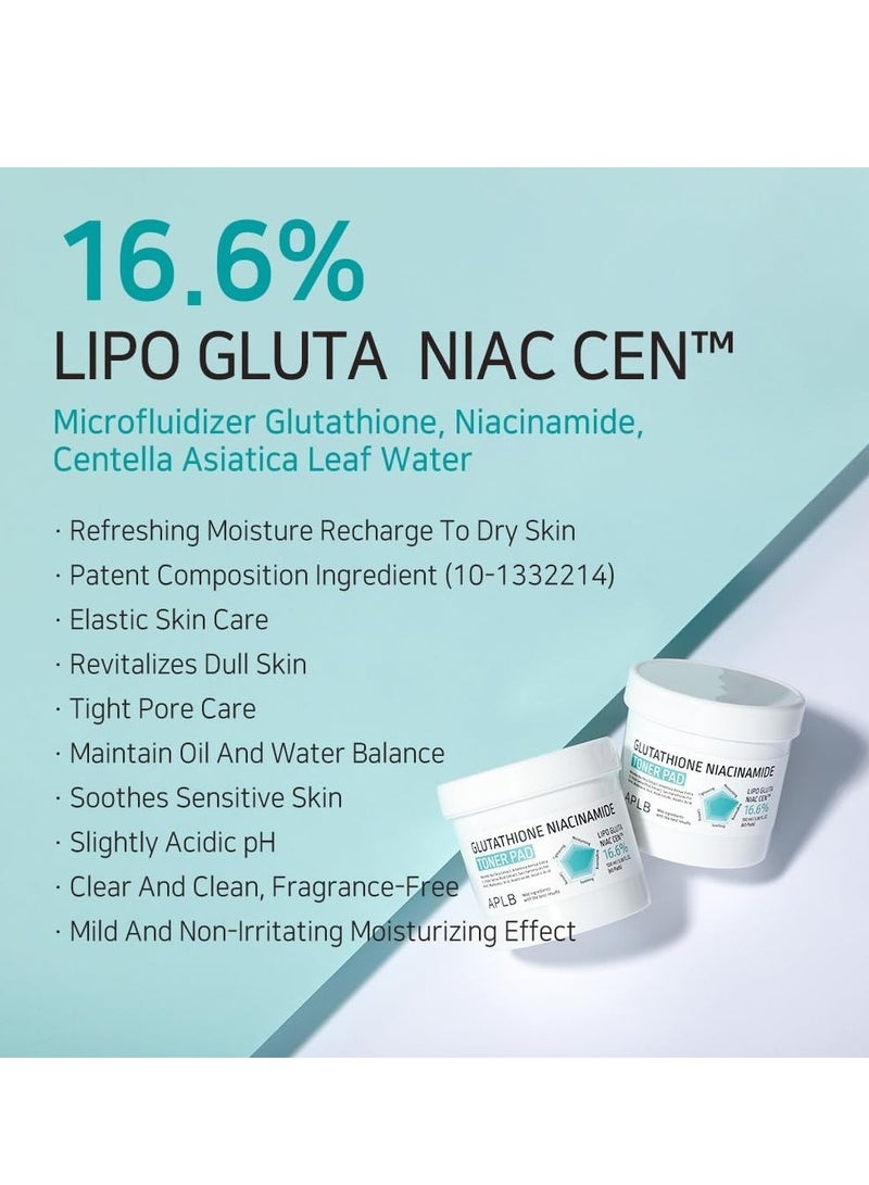 ايه بي ال بي ضمادات تونر APLB جلوتاثيون نياسيناميد | LIPO GLUTA NIAC CEN™ 16.6% 3.38 أونصة سائلة/منصات تونر كورية للعناية بالبشرة، مزيل مكياج مرطب يدوم طويلًا - Image 3
