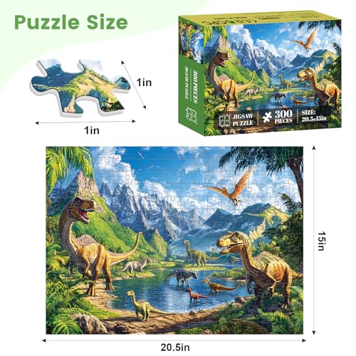VOLUVOLU 300 Pieces Dinosaur Puzzles for Adults Lake Animals Puzzle for Adults Children Tyrannosaurus Puzzle 300 Pieces Gift for Birthday Home Decor Fun for Family Entertainment205 15 in - Image 5