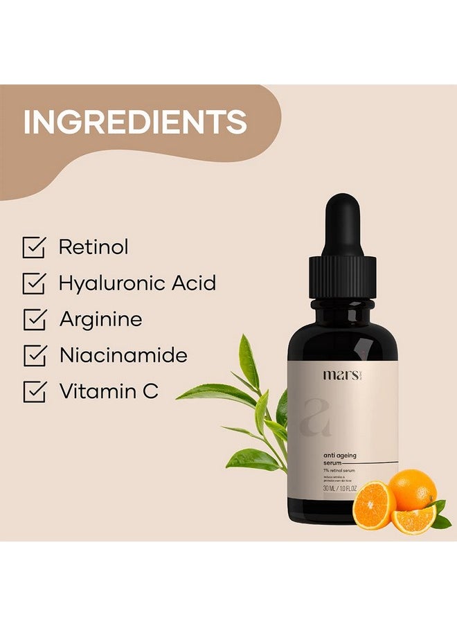 mars by GHC - Anti Aging Serum With 1% Retinol Face Serum | Night Serum With Vitamin C, Niacinamide & Hyaluronic Acid To Reduce Fine Lines & Wrinkles | For Women | Beginner Friendly | 30 Ml - Image 1