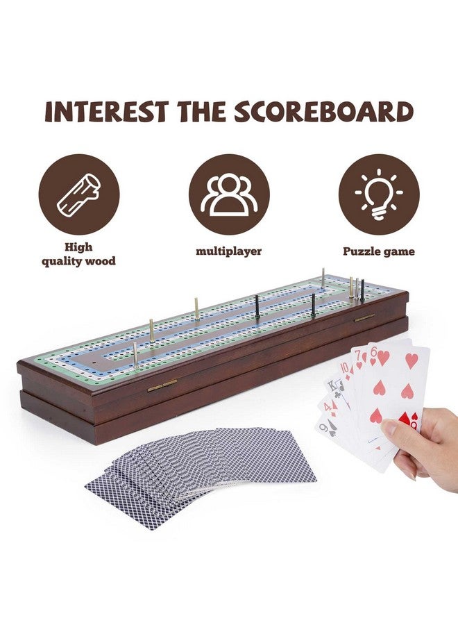 Agirlgle Wooden Cribbage Board Game Set, Premium Wooden Board with Magnetic Lock and Metal Pegs, Strategy Card Game Cribbage - Travel Portable Cribbage Game Sets for Family - Image 2