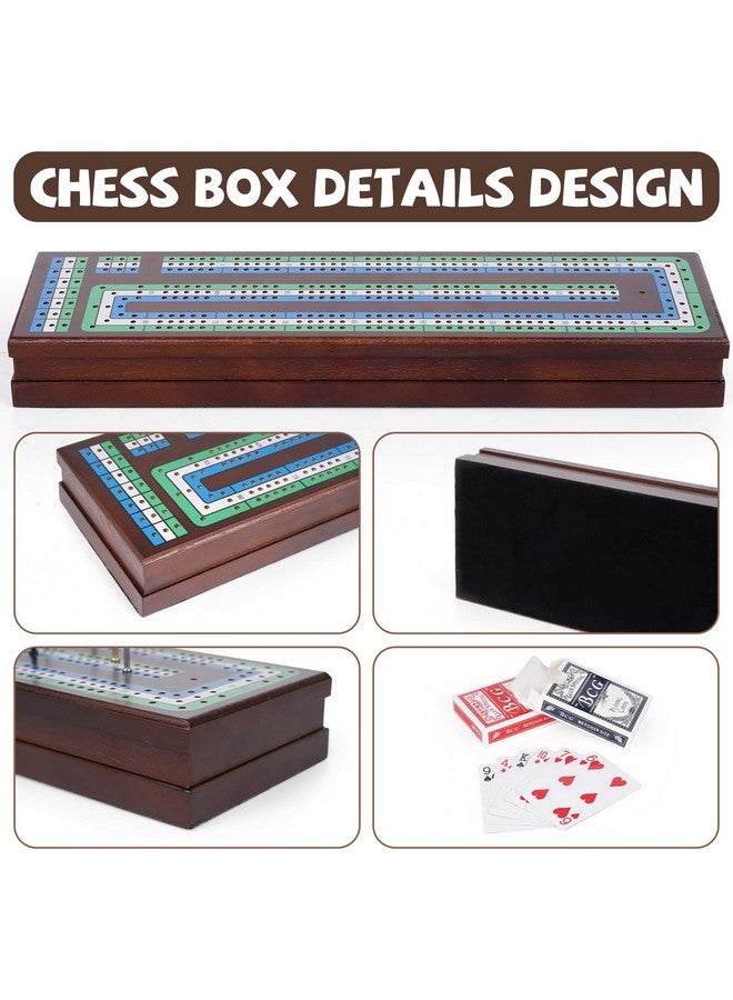 Agirlgle Wooden Cribbage Board Game Set, Premium Wooden Board with Magnetic Lock and Metal Pegs, Strategy Card Game Cribbage - Travel Portable Cribbage Game Sets for Family - Image 5