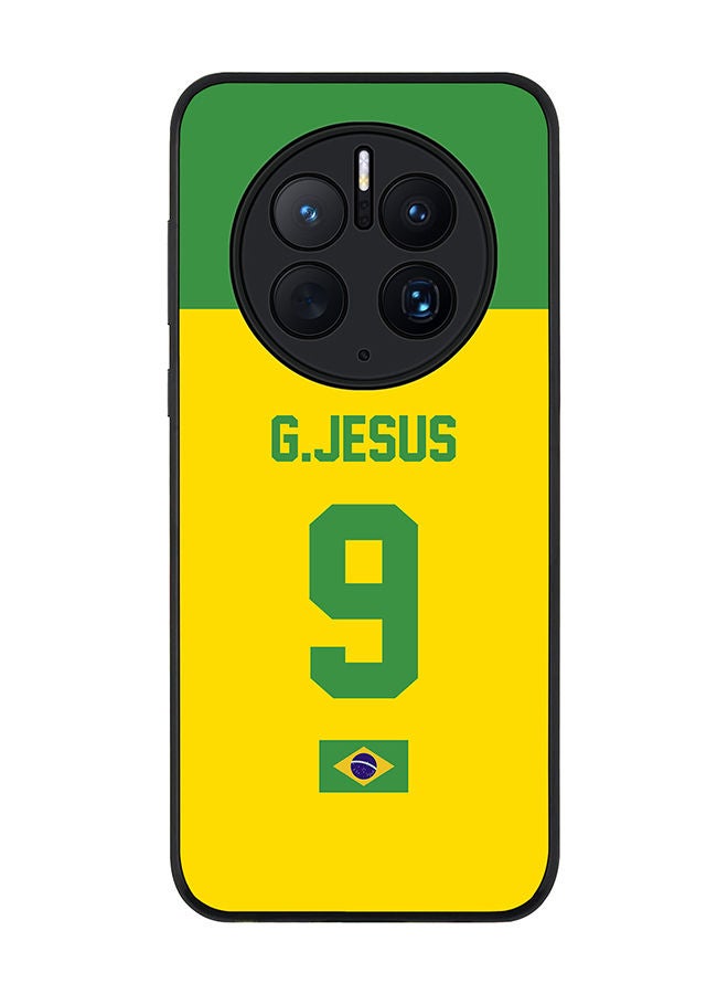 Stylizedd Rugged Black edge case for Huawei Mate 50 Pro Slim fit Soft Case Flexible Rubber Edges Anti Drop TPU Gel Thin Cover - Football Team - Brazil Player Name - G.Jesus - Image 1