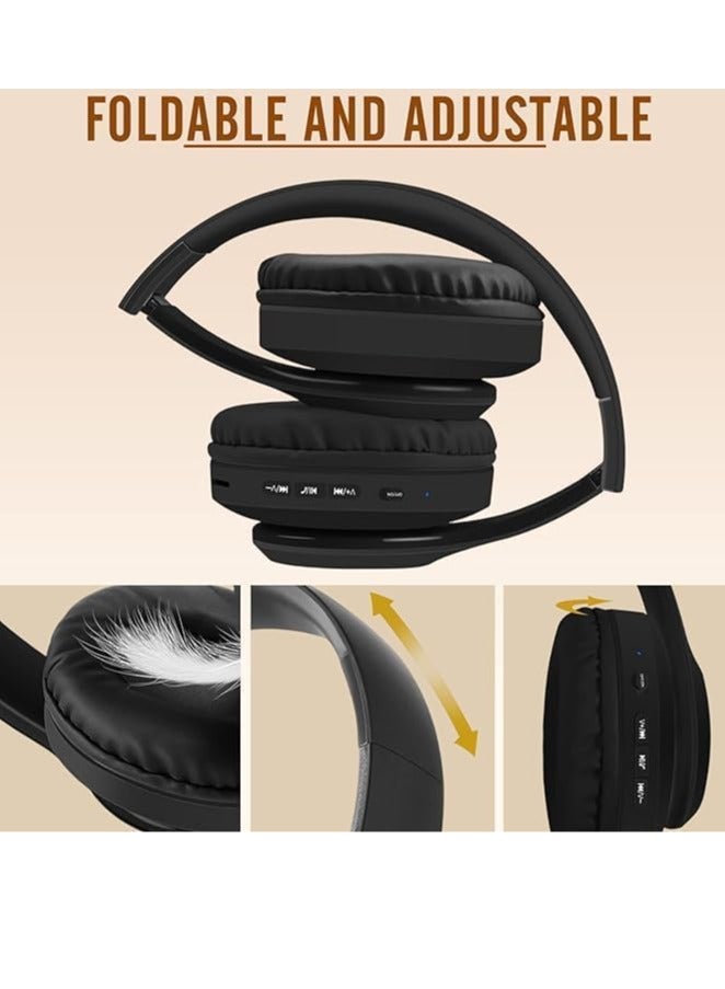 Bluetooth Headset with Mic, Wireless Bluetooth Headset, Foldable Wireless and Wired Stereo Headphones, Soft Earmuffs and Lightweight for Long-Term Wearing (Gray-red) - Image 2