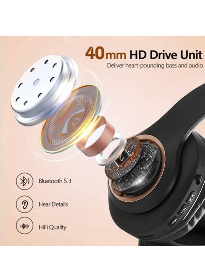 Bluetooth Headset with Mic, Wireless Bluetooth Headset, Foldable Wireless and Wired Stereo Headphones, Soft Earmuffs and Lightweight for Long-Term Wearing (Gray-red) - Image 3